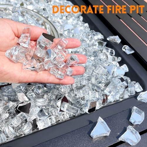 GasSaf 1/2 Inch Crystal Ice Fire Glass Reflective Tempered Fireglass, 10lb - Image 5