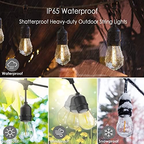 120FT Outdoor String Lights Waterproof with 40 Shatterproof Edison Bulbs - Image 5