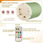 YETTASBIN Sage Green Color Flameless Candles with Remote Control and Timer, Adjustable Brightness Long Lasting Battery Operated LED Pillar Candles for Indoor Outdoor Party Holiday Home Decor, 2 Pack - Image 4