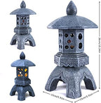 Pagoda Lantern Garden Statue with Solar Lotus Lights, Large Resin Japanese Temple Pagoda Lamp Asian Zen Outdoor Yard Decor for Landscape Patio Porch Lawn Decorations, Christmas Ornament Gift - Image 2