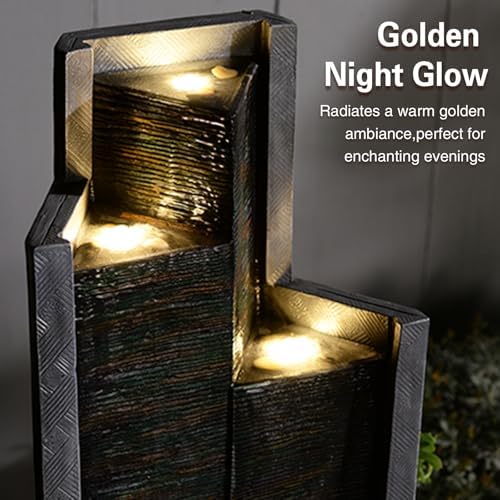 Sunlinua 49.6H Modern Outdoor Water Fountain with LED Light Garden - Image 7
