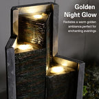 Sunlinua 49.6H Modern Outdoor Water Fountain with LED Light Garden - Image 7