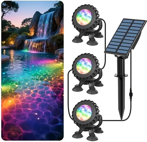 T-SUN Solar Pond Lights, 3-in-1 RGB Solar Underwater Pond Lights by T-SUN