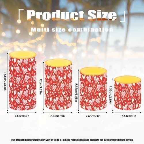 4 Pack Battery Operated Candles with Timer and Remote Flameless Candles Valentine's Day Heart Leaves Print LED Lights for Home Decorations Outdoor Lanterns for Porch - Image 5