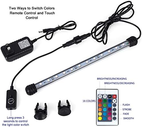 MQ 23 in Submersible LED Aquarium Light, 9W Color Changing Fish Tank Light with Remote Control, IP68 Crystal Glass 30 LEDs Lights Bar, for Fish Tank 30-37 inch - Image 6