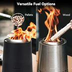 2-in-1 Wood Burning Fire Pit with Pot Rack, 9" Tabletop Fireplace, Black - Image 4