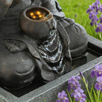 28 Inch Zen-Style Buddha Fountain, Freestanding Water Feature for Outdoor - Image 4