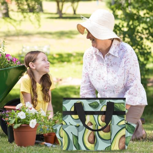 Fruit Avocados Garden Tool Bag Tote for Men Women Multiple Pockets Wide Mouth Heavy Duty Waterproof Tool Organizer Bag for Outdoor Lawn Yard Portable Gardening Storage With Elasticbands - Image 5