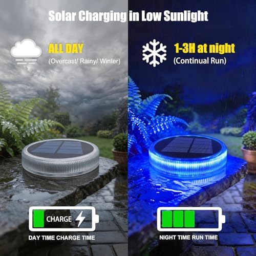 YiLaie Blue Solar Dock Deck Step Lights for Outside Waterproof 4 Pack - Image 5