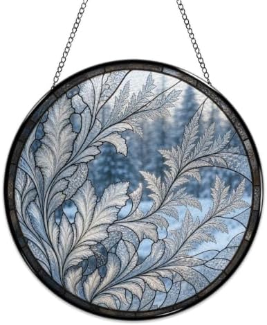 Delicate Frost Fern Leaves Stained Glass Suncatcher 11.8" Colorful Window Hanging Ornament, Sun Catcher Decor for Bathroom Front Door Living Room Home Wall Garden - Image 4