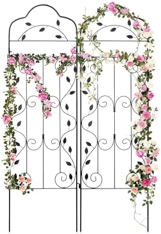 hogardeck Metal 60 * 18in Garden Trellis 2-Packs for Climbing Plants Flowers Vegetables Planting Arched Outdoor Decoration for Courtyards Lawns Gardens by HOGARDECK