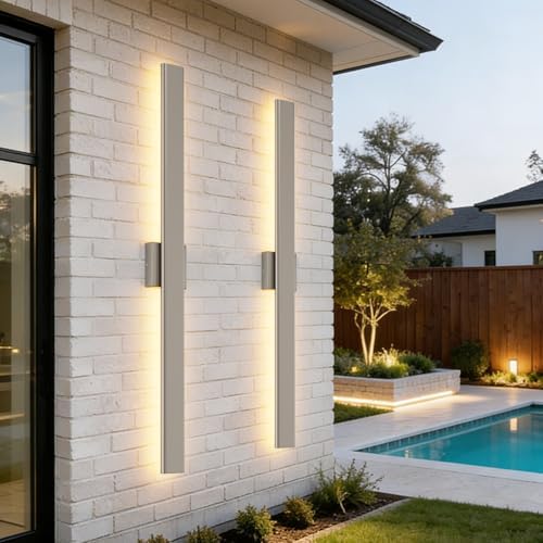 Aipsun 39.4" Nickel LED Outdoor Wall Light,Linear Exterior Lighting Fixture - Image 2