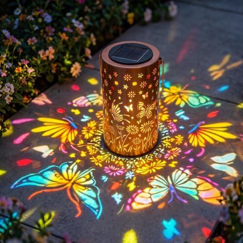 Outdoor Solar Powered Butterfly Lantern Hang Yard Decor with Color Lighting by GVSHINE