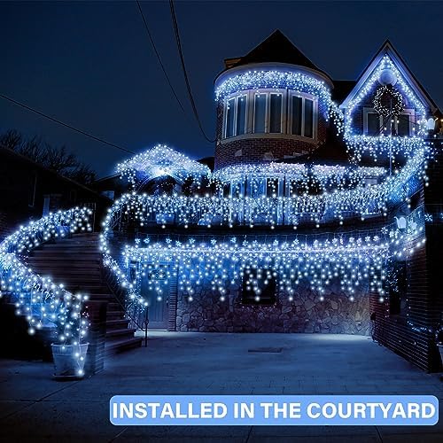 Retisee 65ft Cold White Solar Icicle Christmas Light for Outdoor Decoration - Image 5