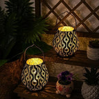 TRIROCKS Set of 2 Moroccan Decorative Lamps 8'' High Cordless Lamp Metal Table Lamps with Fairy Lights Bulb for Home Living Room Garden Yard Party Events Tabletop Indoor Outdoor(Black) - Image 6