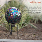 Alpine Corporation 10" Diameter Indoor/Outdoor Glass Mosaic Gazing Globe Yard Decoration, Purple Pearlized Petals Design - Image 6