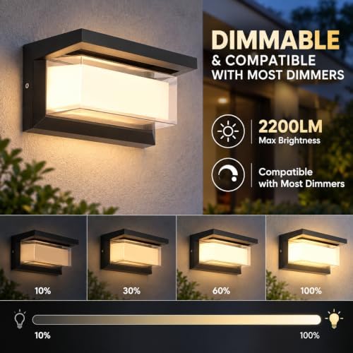 Outdoor Wall Lights, Outdoor Lights for House, 2200LM 3CCT Dimmable IP65 - Image 3