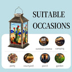 Solar Lantern Majestic Mountains Western Film Style Stained Glass Outdoor Waterproof Garden Hanging Lantern Solar Powered Lighting Outside Table Lamp for Patio Deck Camping 1 Pack - Image 5