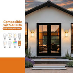 Outdoor Light Fixtures Wall Mount, Waterproof Front Porch Lights, Modern Exterior Lighting Fixtures with E26 Socket, Gold Wall Sconces Lantern Lamp, Outside Lights for House, Garage, Patio (2 Pack） - Image 4