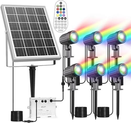 Cly Solar RGB Spotlights Outdoor Garden Floodlight Landscape Spotlights 6-1 by CLY