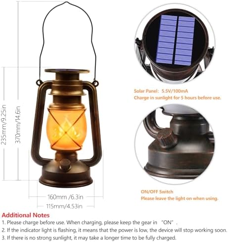 Solar Lanterns Outdoor Waterproof, 4 Pack Vintage LED Hanging Lights - Image 2