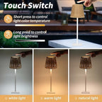 Mr. White Outdoor Waterproof Cordless Set of 2 Rechargeable Portable Top Touch Battery Operated Powered LED Table Lamp Desk Lamp Lights for Restaurant Kitchen Patio Dinner Dining (White 2 Pack) - Image 4