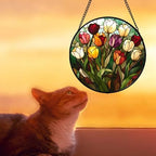 Tulip Bouquet Stained Glass Window Hanging Suncatcher Gifts for Women 15" - Image 2
