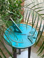 Brass Sundial 10" Turquoise Blue Vintage Sundial for Yard Decorations Outdoor Garden Art Gift Sundials, Birthday Gift, Anniversry Sundial, Couple Gift Idea - Image 4