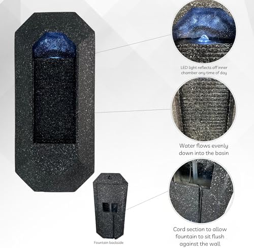 XBrand 23.3" H Black Wall Fountain with LED Light - Image 3