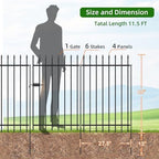 Decorative Metal Garden Fence with Gate 42" x 11.5', Dog Fence Outdoor - Image 3