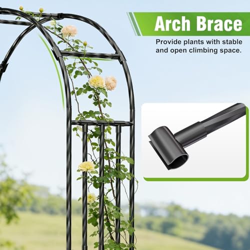 Garden Arbor - 7.9x3.9ft PE+Metal Garden Arch Trellis for Climbing Plants, Wide Sturdy Garden Arch, Ideal for Vines, Weddings, Halloween, Christmas & Outdoor Decor (Black) - Image 3