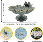 Bird Baths for Outdoors, Resin Pedestal Bird Bath Bowl with Bird Accents, Garden Decoration Bird Feeder for Patio, Lawn, Yard, or Table Decor - Image 2
