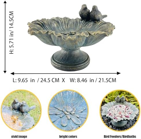 Bird Baths for Outdoors, Resin Pedestal Bird Bath Bowl with Bird Accents, Garden Decoration Bird Feeder for Patio, Lawn, Yard, or Table Decor - Image 2