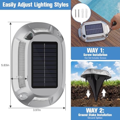 VOLISUN Solar Driveway Lights with Remote 8 Pack, 9 Colors in 1 Led IP67 Waterproof Outdoor Warning Dock Deck Lights for Driveway Sidewalk Pathway Step RGB (9colors, 8pack) - Image 6