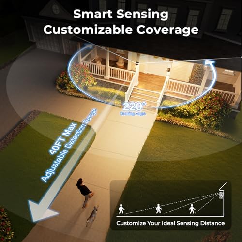 White Dusk to Dawn Outdoor Lighting, Modern Exterior Lighting Fixtures with Motion Sensor 4 Modes, Patio Lights Outside Waterproof for House, Garden, Front Porch, Brightness Distance Adjustable - Image 4