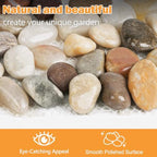 River Rock Stepping Stones Outdoor for Garden Walkway, 6 Pcs 12" L x 4" W Rectangle Shape Paver Step Stones Polished Pebble River Stone Mat for Yard Lawn Patio Pathway Walk Way - Multi-Color - Image 5