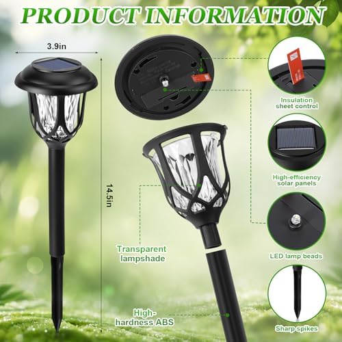 Tuanse 20 Pcs Solar Outdoor Garden Pathway LED Lights Bulk, Warm Light - Image 2