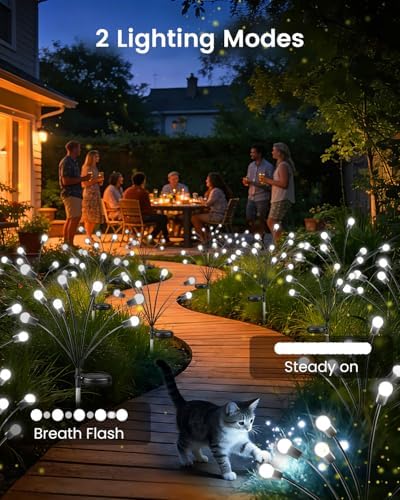 OZS 12 Pack 96 LED Solar Garden Lights, Solar Firefly Lights Outdoor - Image 2