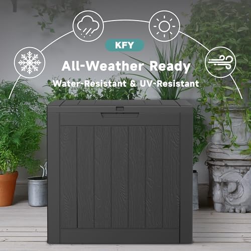 30 Gallon Waterproof Resin Deck Box, UV Resistant Outdoor Storage for Garden, Patio, Porch, Delivery,Striped Black - Image 4