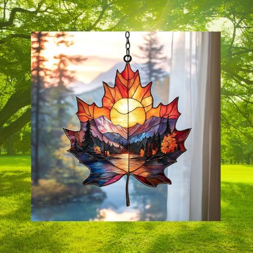 Maple Leaf Moutain Range Scene Acrylic Suncatcher - Image 3