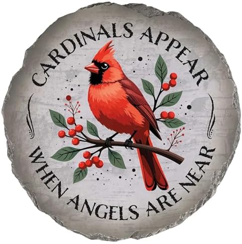 Magnolia Garden 10-Inch Cardinals Appear When Angels are Near Decorative Stepping Stone – Red Bird Memorial Resin Garden Tile – Sympathy & Bereavement Outdoor Accent by DicksonsGifts