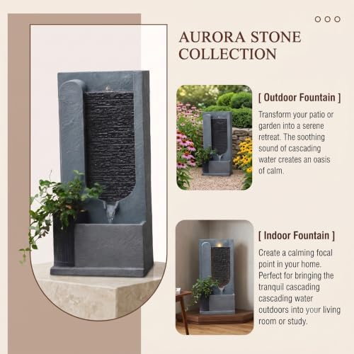 28H Modern Indoor/Outdoor Water Fountain with Soothing LED Light - Image 5