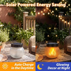 Solar Lights Outdoor Hanging Lantern with Glass Globe, Flame Effect 4-Pack - Image 3