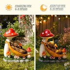 Highland Cow Solar Powered Outdoor Garden Statue Lying on Mushroom Hammock - Image 5