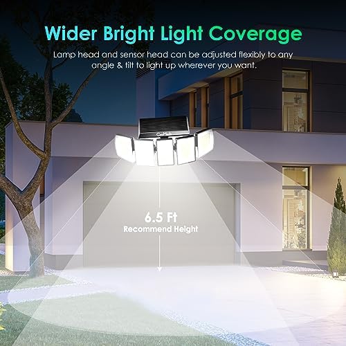 Solar Outdoor Flood Lights, 5-Head 300LED Motion Sensor Security Light, 270° Dusk to Dawn Waterproof Spotlights for wall Backyard Garage, Remote Control, 2 Pack - Image 5