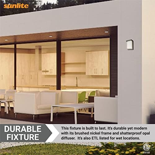 Sunlite 88673 8” Modern LED Wall Sconce Light, Outdoor Fixture, Adjustable 3 CCT 3000K-5000K, 12 Watts, 600 Lumens, Opal Shade, Oil Rubbed Bronze, Indoor for Bathrooms, Garage, Hallways & Entryways - Image 5