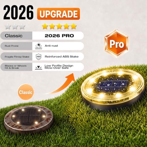 vighep Mini Solar Ground Lights, 12 Pack Solar Lights Outdoor Waterproof, Upgraded LED Flat Landscape Lighting for Outside Pathway Garden Patio Yard Driveway,Warm White - Image 2