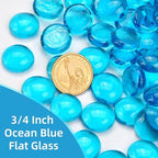 10LB Ocean Blue Flat Glass Marbles for Vase Filler, Mancala Stones - Image 2