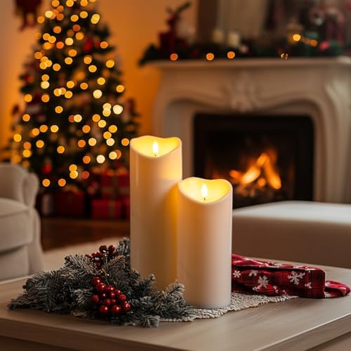 Homemory 4"x9" Outdoor Waterproof Flameless Candles with Timers and Remote Control, Battery Operated Candles, LED Plastic Candles, Ivory White, Set of 4 - Image 2