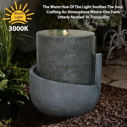 18H Modern Outdoor Water Fountain Zen-Style with Warm LED Lights - Image 6
